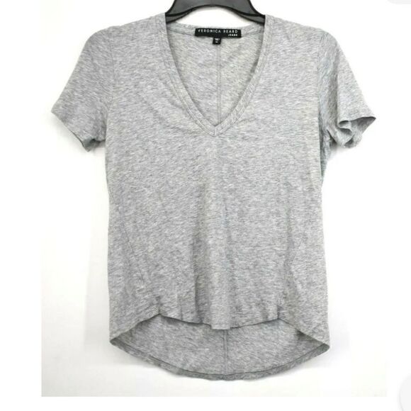 Veronica Beard Tops - Veronica Beard Womens Cindy V Neck T Shirt Sleeves Heather Grey Cotton NWT